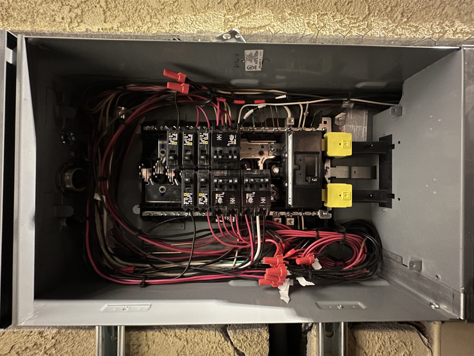 Open breaker panel during electrical work